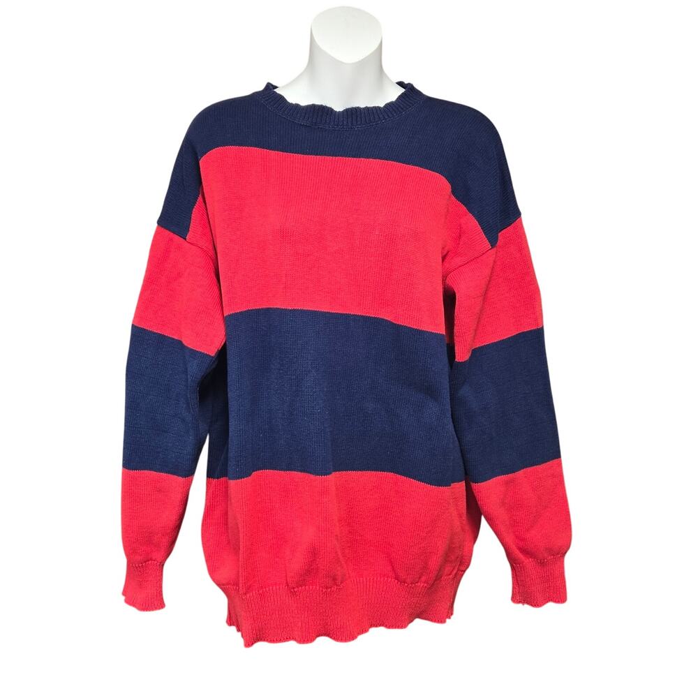 Vintage ILGWU Union Made Sweater Oversized Striped Unisex Grunge Preppy ‎ 80s